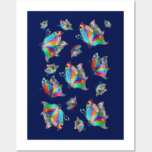 Rainbow Butterflies Posters and Art